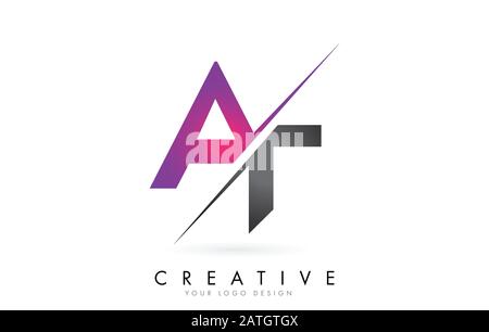 Bei EINEM T Letter Logo mit Colorblock-Design und Creative Cut. Kreatives Logo-Design. Stock Vektor