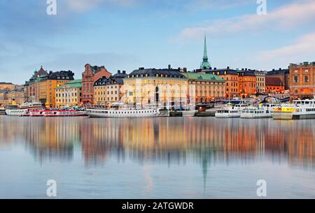 Blick auf Die Altstadt im Morgengrauen. Stockholm. Schweden Stockfoto