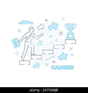 Career Business Concept Vector Illustration in linearem Stil Stock Vektor