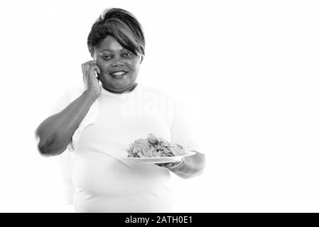 Studio Schuss von übergewichtiger Afrikanerin bereit für die Sporthalle Stockfoto