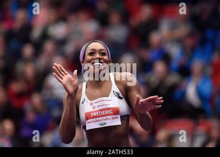 Trinec, Tschechien. Februar 2020. Priscilla FREDERICK von Antigua und Babuda konkurriert beim Hallen-Sporttreffen der Beskydy's Bar im Hochsprung am 2. Februar 2019 in Trinec, Tschechien. Kredit: CTK/Alamy Live News Stockfoto