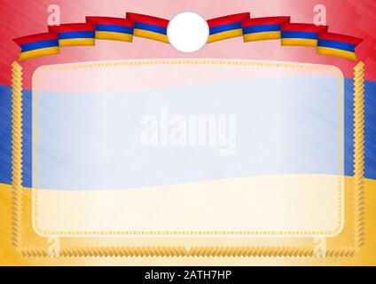Grenze mit Armenien Nationalflagge. Pinselstrich. Vorlage Elemente für Ihr Zertifikat und Diplom. Horizontale Ausrichtung. Stock Vektor