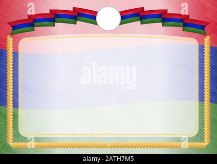 Grenze mit Gambia Flagge. Pinselstrich. Vorlage Elemente für Ihr Zertifikat und Diplom. Horizontale Ausrichtung. Stock Vektor