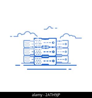 Linienvektor für Cloud-Server Stock Vektor