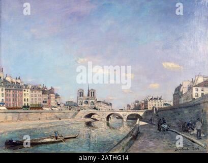 Johan Barthold Jongkind Dutch School The seine und Notre-Dame de Paris 1864 Öl auf Leinwand (42 x 56,5 cm) Paris, Musee d'Orsay Stockfoto