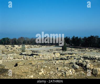 Spanien, Katalonien, Provinz Girona, Empurien. Neapolis. Panorama der Ruinen. Stockfoto