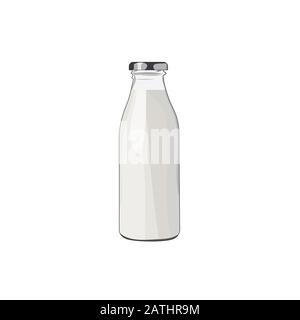 Milch in Glasflasche. Milchprodukte. Vektorgrafik-Abbildung Milch Stock Vektor