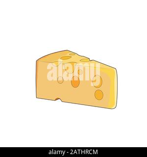 Gelbe schweizer Käsescheibe. Cheddar Dreieckskäse mit Löchern. Vektorgrafik-Illustration Käse Stock Vektor