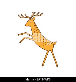 Vector Rudolph The Red Nose Deer Rearing Standing, Happy Brown Raindeer Vector Illustration Isoliert auf weißem Hintergrund, Winter Holidays Christmas Cl Stock Vektor