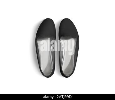 Schwarz blank Frauen Schuhe mockup Stand isoliert, Draufsicht, Stockfoto