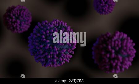 3D-Rendering von ansteckenden HIV-AIDS, Flur oder Coronavirus 3D-Rendering Stockfoto