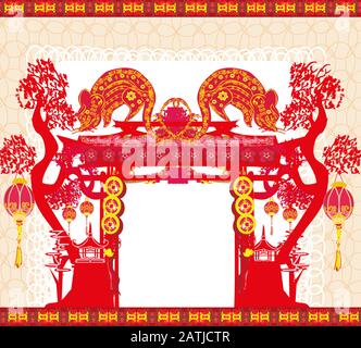 Happy Chinese New Year 2020 - Jahr der Ratte Stockfoto