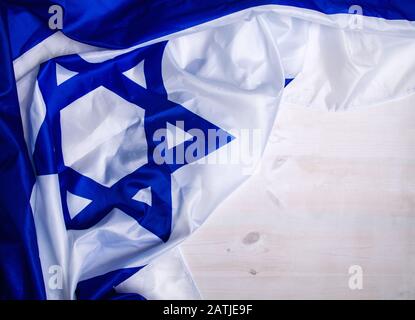 Israelische Flagge auf den Bretter Stockfoto