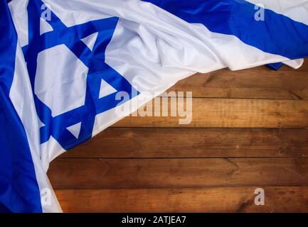 Israelische Flagge auf den Bretter Stockfoto