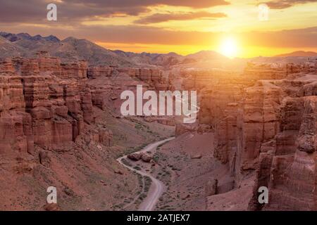 Charyn Canyon erstaunliches Wahrzeichen Südostkasachstan Stockfoto