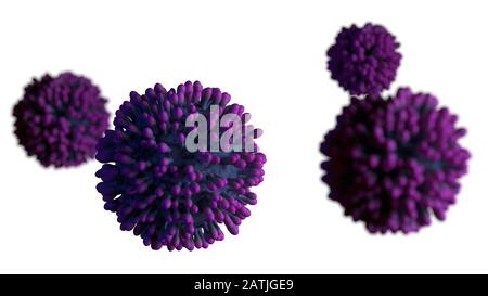 3D-Rendering von ansteckenden HIV-AIDS, Flur oder Coronavirus isolierter 3D-Rendering Stockfoto