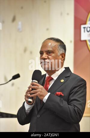 Deepak Menon, DTM, Toastmaster International President (19-20) aus Neu-Delhi, Indien, Speaker, Leader, Administrator, weltweite Mitgliederversammlung Stockfoto