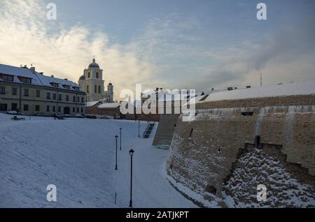 Vilnius, Litauen - 4. Januar 2016: Die Bastion der Verteidigungsmauer von Vilnius. Stockfoto