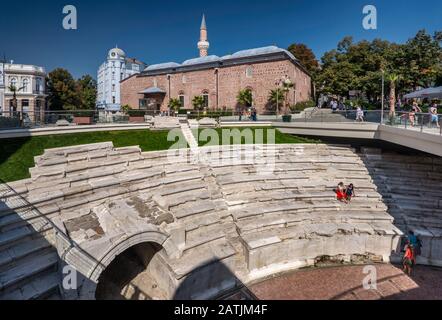 Dzhumaya-Moschee über dem römischen Stadion Trimontium, 2. Jahrhundert, in Plovdiv, Bulgarien Stockfoto