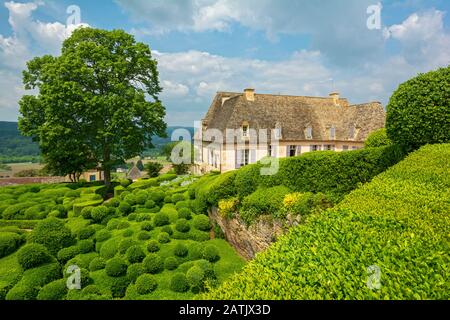Frankreich, Dordogne, Vezac, Jardins de Marqueyssac, Chateau 19C, Gärten Stockfoto