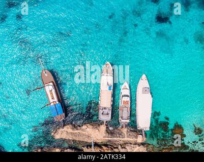 Panorama Beach Blue Lagoon Comino Malta. Luftansicht Stockfoto