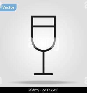Weinglas Alkoholsymbol Vektor schwarze Linie auf weißem Hintergrund Stock Vektor