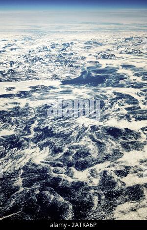 Luftbild aus einem Flugzeug der Torngat Mountains an der Labrador Coast Stockfoto