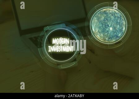 Schriftliche Mitteilung über Moderne Investitionen. Geschäftskonzept für Powers das Anlagekonzept der Diversifikation Elemente dieses Bildes von der NASA Stockfoto