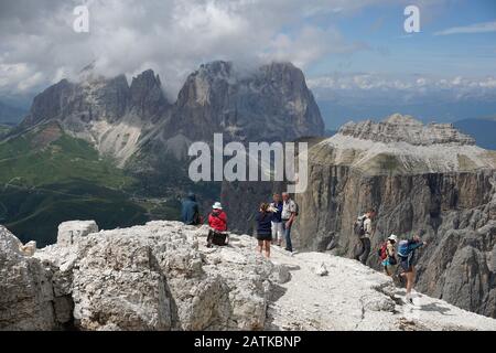 Blick rund um den Pordoi Pass Italien Stockfoto