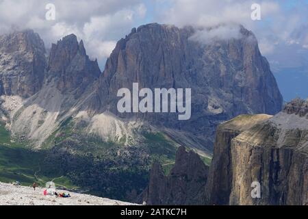 Blick rund um den Pordoi Pass Italien Stockfoto