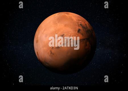 Erforschung des Mars der Rote Planet des Sonnensystems im All. Dieses Bildelement wurde von der NASA eingerichtet. Stockfoto