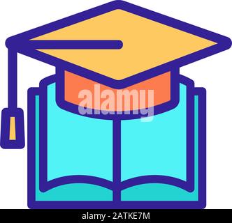 Ein Absolvent hat und ein Buchsymbol Vektor. Isolierte Kontur symbol Abbildung Stock Vektor