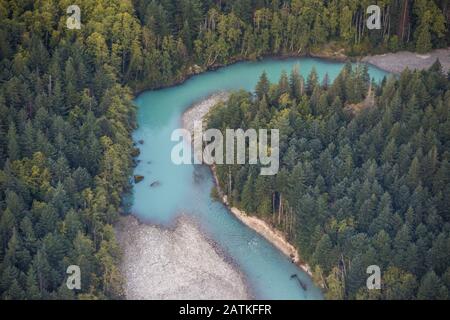 Luftaufnahme des Upper Stave River, Vancouver, B.C. Stockfoto