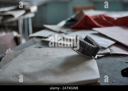 Verlassene Schule Nummer 13 in der Stadt Pripyat, Tschernobyl, Ukraine, Ausschlusszone Stockfoto