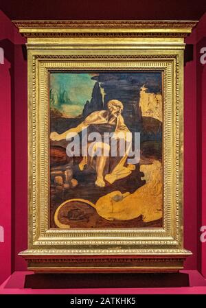 ROM, Vatikanstadt/Italien - 2019/06/15: St. Jerome - San Girolamo - Gemälde von Leonardo da Vinci in den Vatikanischen Museen - Musei Vaticani Stockfoto