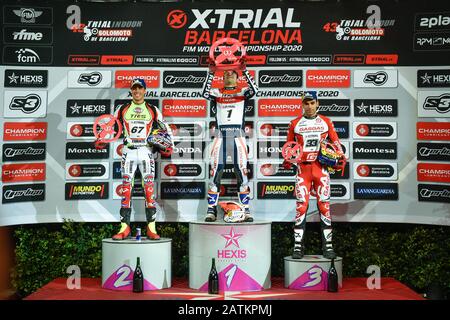 Barcelona, SPANIEN - 02. FEBRUAR:.Trial Indoor Solo Moto Barcelona 2020 in Palau Sant Jordi. (Foto nach DAX/ESPA-Images) Stockfoto