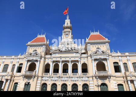 Peoples Committee Building, Rathaus, Hotel de Ville, Ho-Chi-Minh-Stadt, Saigon, Vietnam, Südost-Asien, Asien Stockfoto