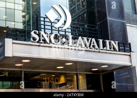 Montreal Quebec Kanada 25. Januar 2020: SNC Lavalin auf Bouldevard de Maisonneuve vor dem Gebäude Stockfoto