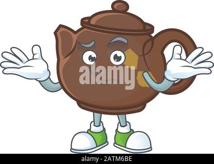 Super Lustiger Grinsender Teekochen-Maskottchen-Cartoon-Stil Stock Vektor