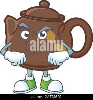 Teekanne Maskottchen Cartoon Character Style mit Schmirrenden Gesicht Stock Vektor