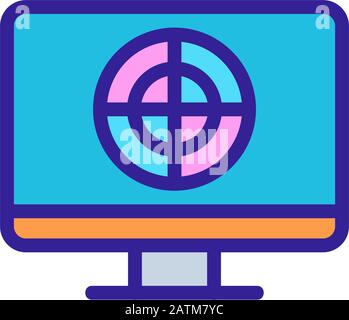 Das Ziel im TV-Symbol ist der Vektor. Isolierte Darstellung des Kontursymbols Stock Vektor