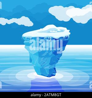 Großer Eisberg und Meer. Eis im Meer. Stock Vektor