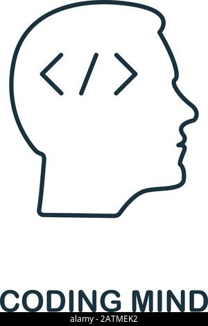 Symbol für codierende Mind Line. Schlanker Designstil aus der Programmer-Symbolsammlung. Einfaches Mind Symbol für Infografiken und Vorlagen Stock Vektor