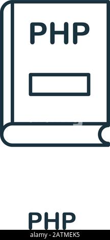 PHP-Zeilensymbol. Schlanker Designstil aus der Programmer-Symbolsammlung. Einfaches PHP-Symbol für Infografiken und Vorlagen Stock Vektor