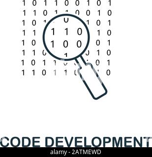 Symbol für Codeentwicklungszeile. Schlanker Designstil aus der Programmer-Symbolsammlung. Symbol für einfache Codeentwicklung für Infografiken und Vorlagen Stock Vektor