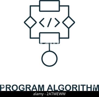 Liniensymbol für Programmalgorithmus. Schlanker Designstil aus der Programmer-Symbolsammlung. Symbol für einfachen Programmalgorithmus für Infografiken und Vorlagen Stock Vektor