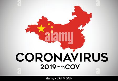 Coronavirus in China und Landesflaggen innerhalb Der Landesgrenze Kartendesign für Vektoren. 2019-nCoV mit China Karte mit Nationalflaggen Vector Illustration Stock Vektor