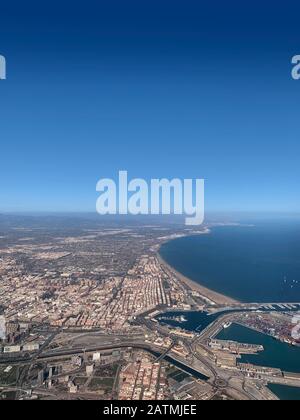 Valencia Stadtküste und Hafen von Valencia, Spanien, Europa Stockfoto