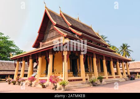 Außenansicht des Wat Si Saket in Vientiane in Laos Stockfoto
