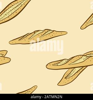 Nahtloses Muster von skizzierten Bastone-Broten. Geeignet für Tapeten oder Dekorationen in beliebiger Größe. Handgezeichnete Vektorgrafiken Stock Vektor
